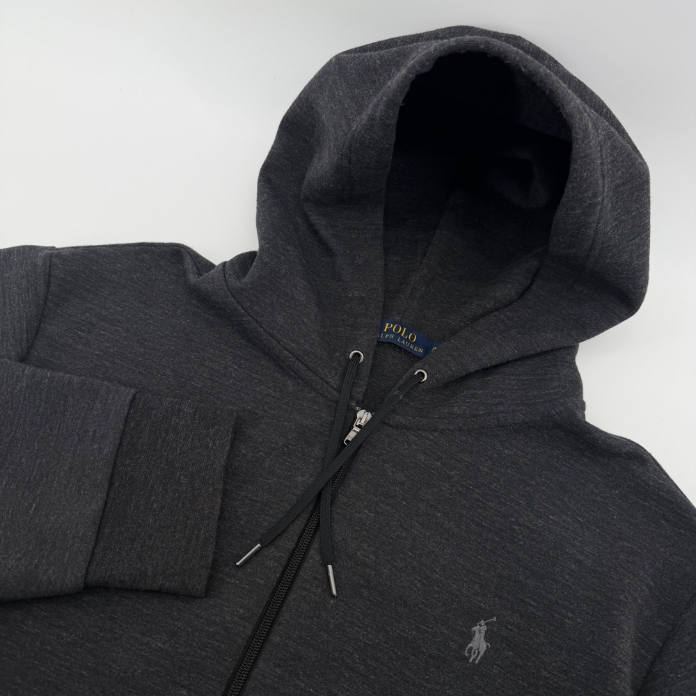 Polo Ralph Lauren Hoodie Mens XXL Charcoal Gray Full Zip Heathered Pony Logo